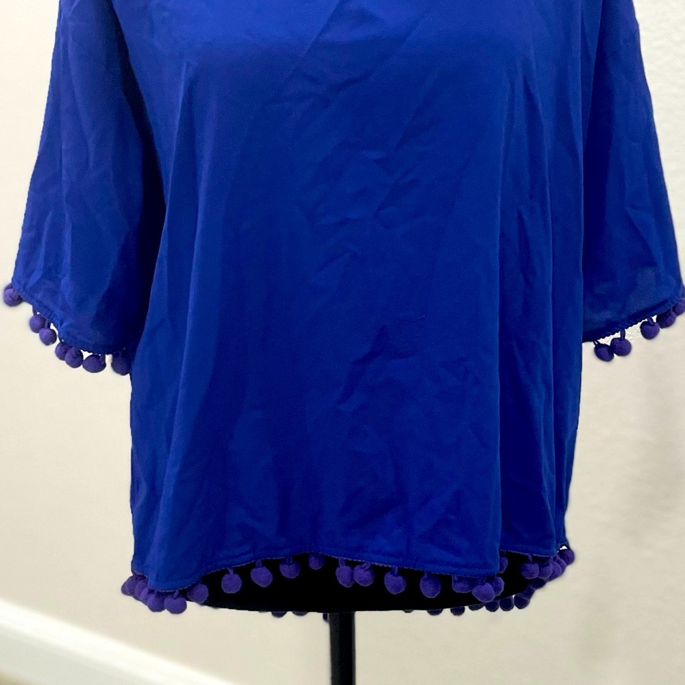 French Connection • Simple Classic Crepe Light Polly Top Clement Blue - Picture 4 of 9